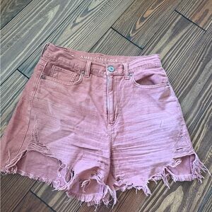 American Eagle Outfitters Women's Pink/Maroon Denim Shorts